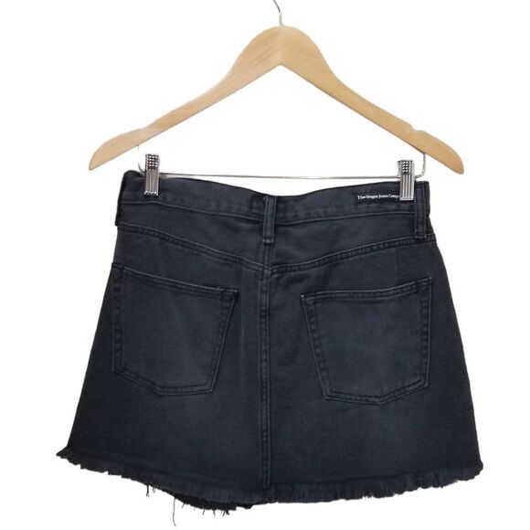 Umgee Raw Hem Washed Black Denim Mini Skirt Size 28 (M) - Picture 3 of 5